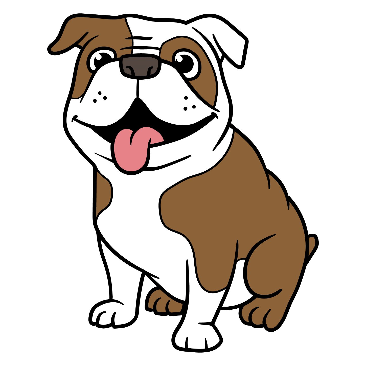 belle grove bulldog white dog outline with a bronw spot 